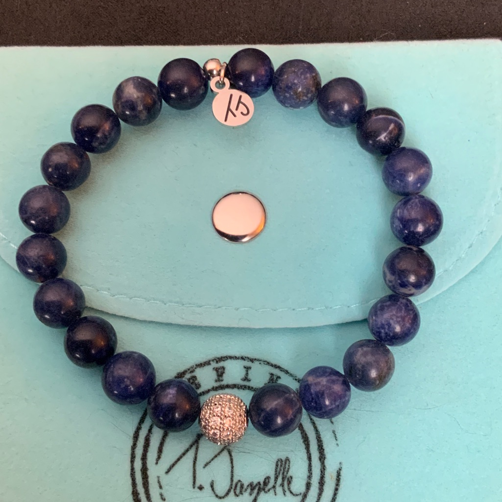 Nwot T Jazelle Lapis Beaded Bracelet With Silver Charm
